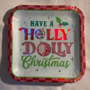 Have A Holly Dolly Parton Christmas Pink  Dinner Disposable Paper Plates 8 Ct